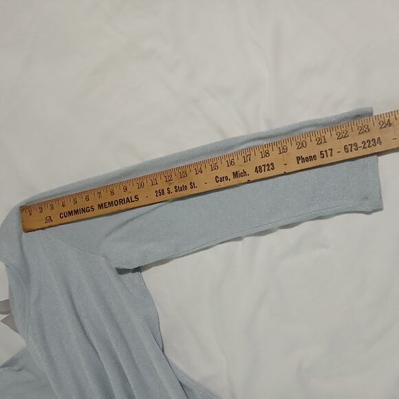 Chico's 3 Blue Shimmer long-sleeved lightweight swing sweater travel friendly - Picture 9 of 11